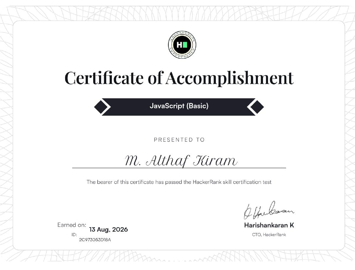 JavaScript Basic certificate preview