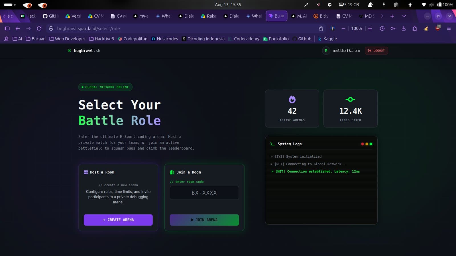 Bug Brawl multiplayer debugging UI