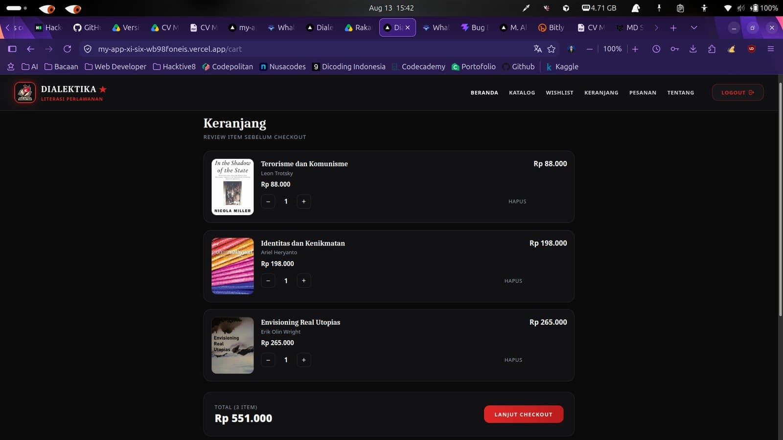 Dialektika wishlist and cart flow